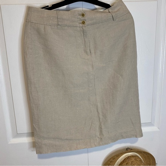 Banana Republic linen lined pencil skirt beige tan khaki Beach Work Summer size6 - Picture 1 of 12